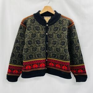 Dale of Norway S Black Patterned knit caridgan sweater